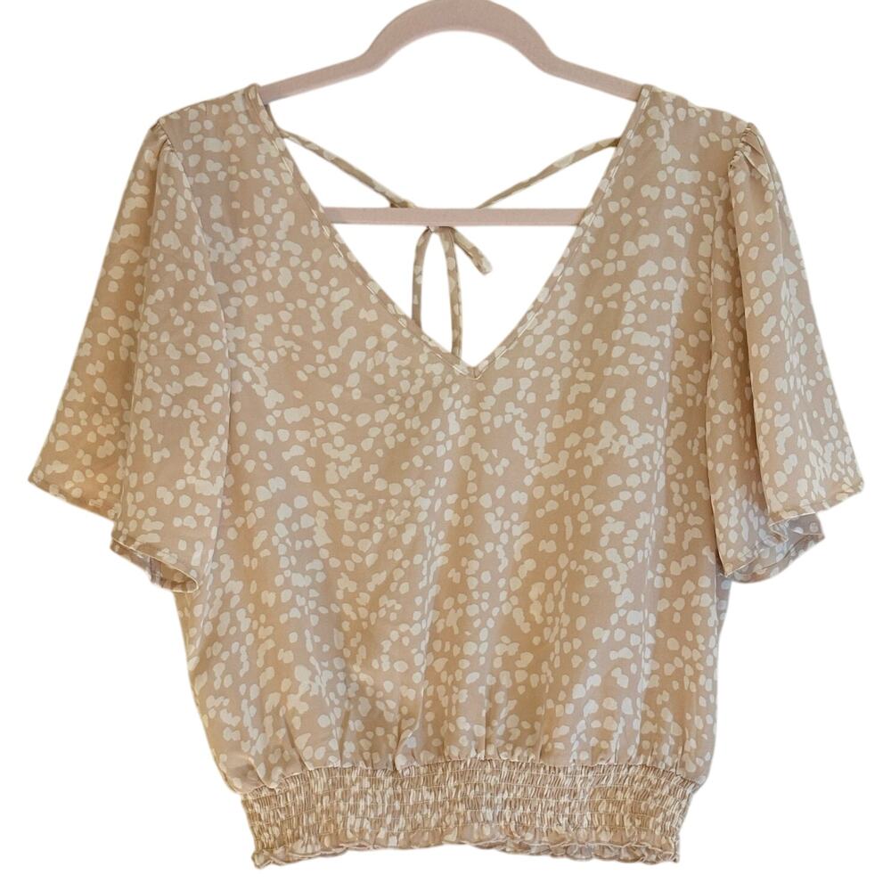NINE‎ BRITTON Top Blouse Taupe Batwing V-Neck Loose Fall Cottage Flirty | MEDIUM